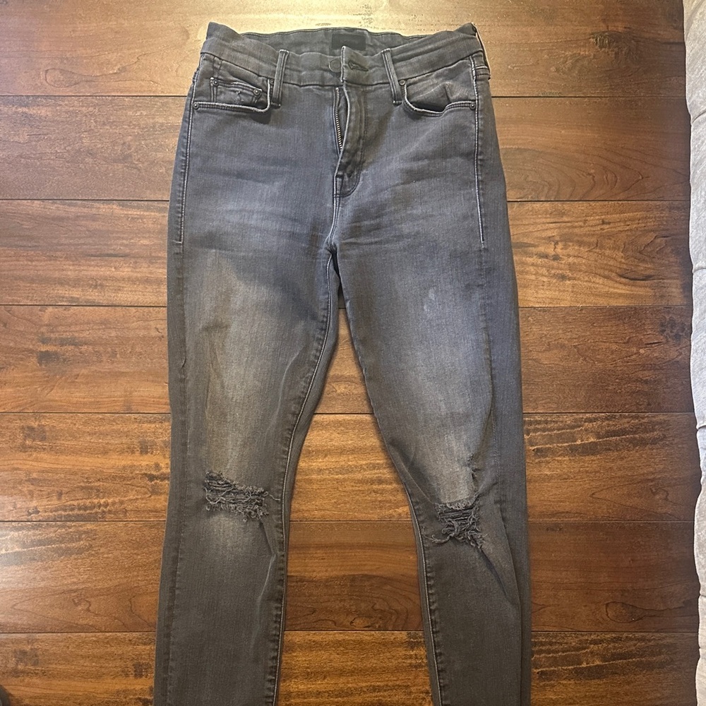 MOTHER Women's Distressed Gray Skinny Jeans